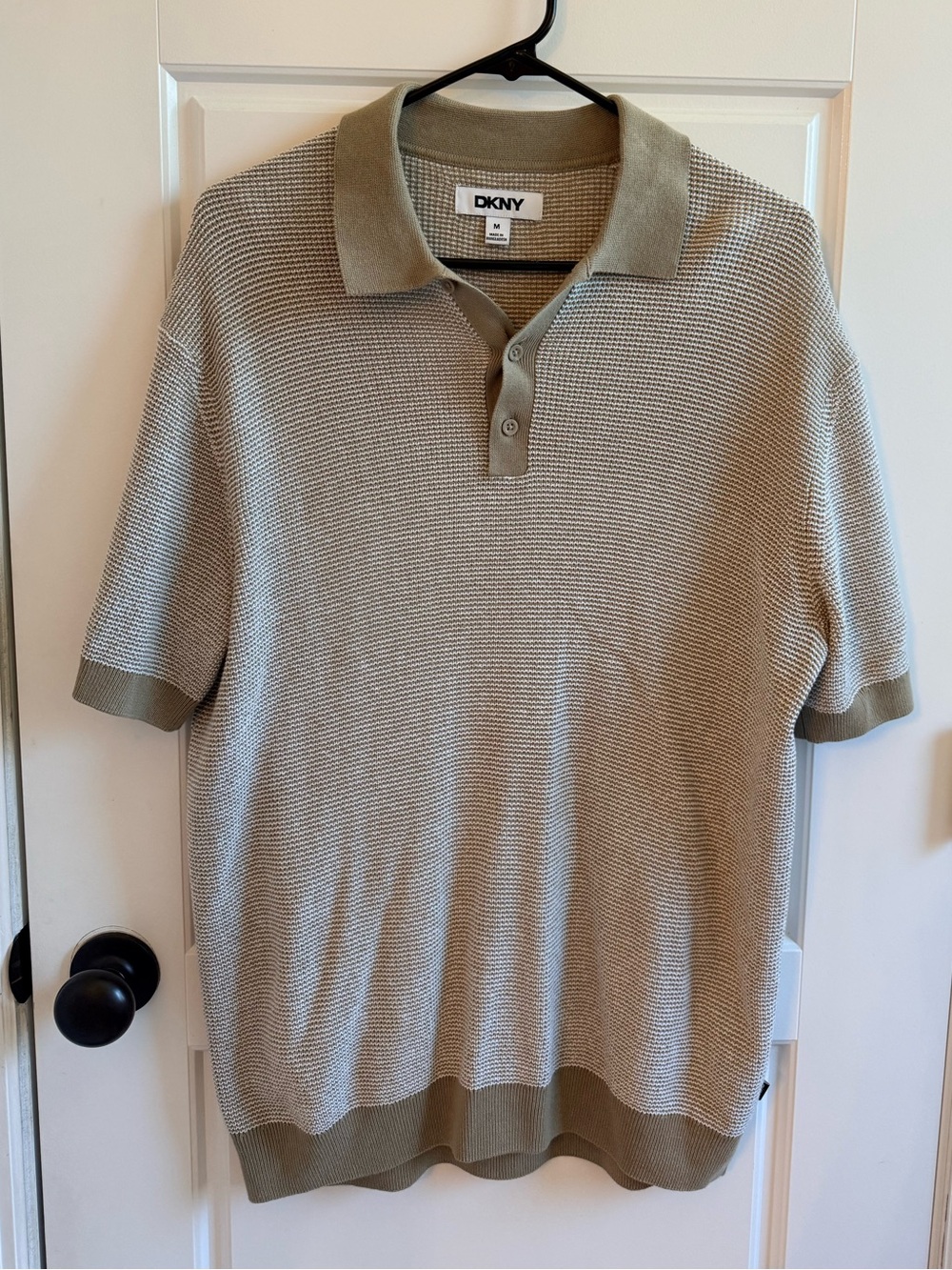 DKNY Polo Shirt in Brown & White Size Medium Like New